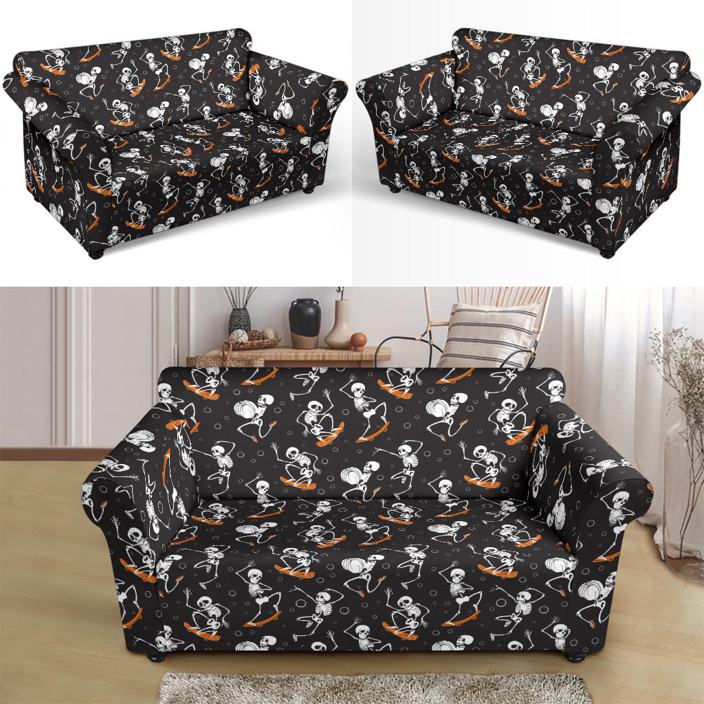 Skateboard With Skeleton Print Design LKS303 Loveseat Couch Slipcover