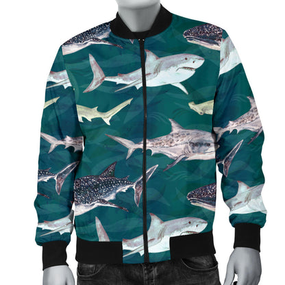 Shark Style Print Men Bomber Jacket