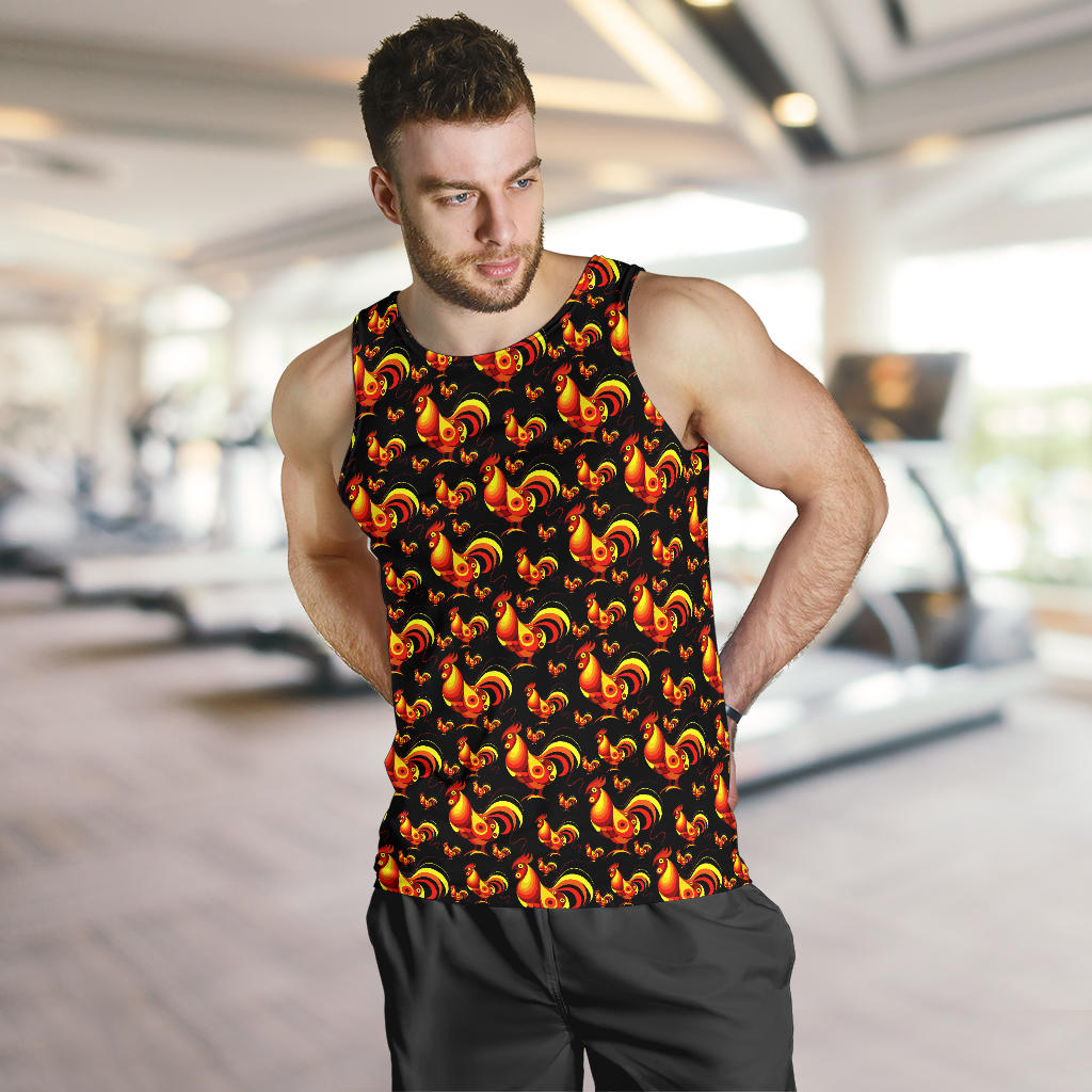Rooster Print Themed Men Tank Top