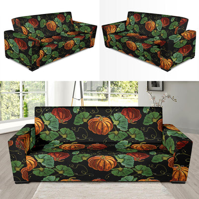 Pumpkin Pattern Print Design A02 Sofa Slipcover