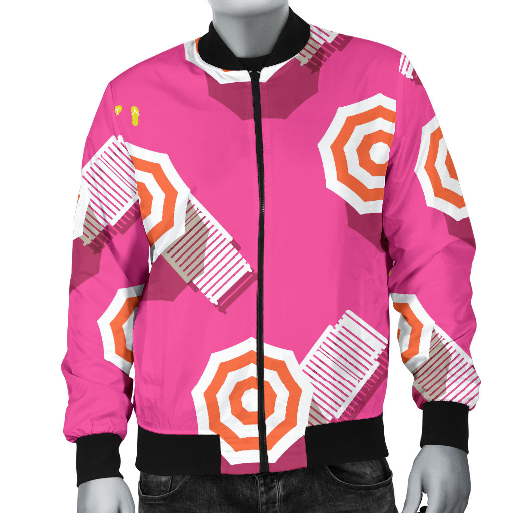 Beach Top View Umbrella Theme Men Bomber Jacket
