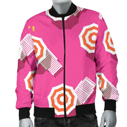 Beach Top View Umbrella Theme Men Bomber Jacket
