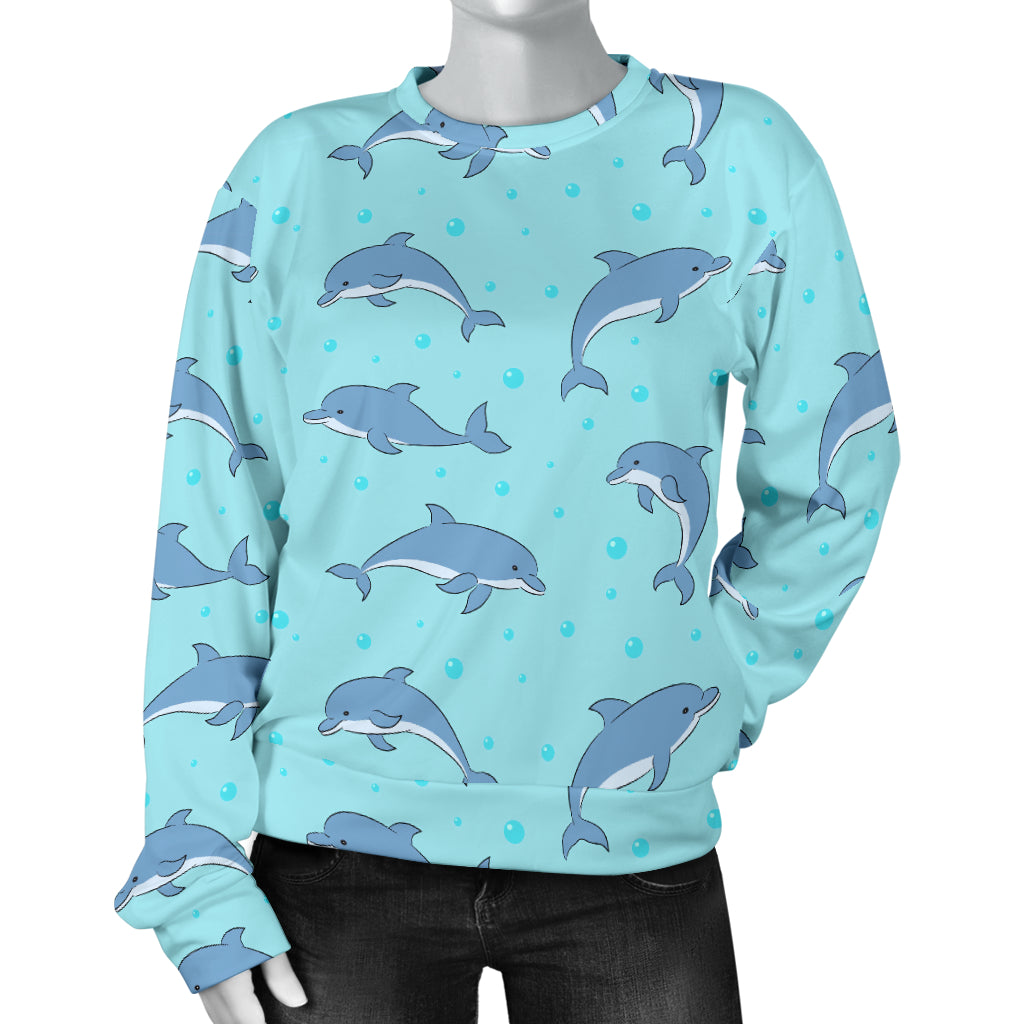 Dolphin Baby Cute Print Pattern Women Long Sleeve Sweatshirt