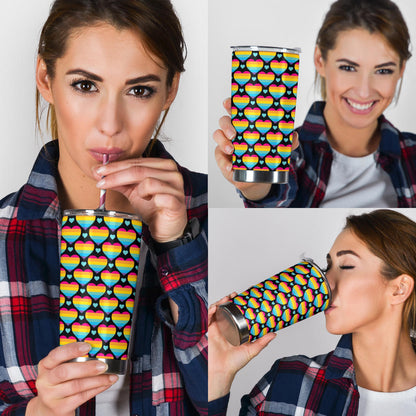 Rainbow Heart Print Pattern Tumbler