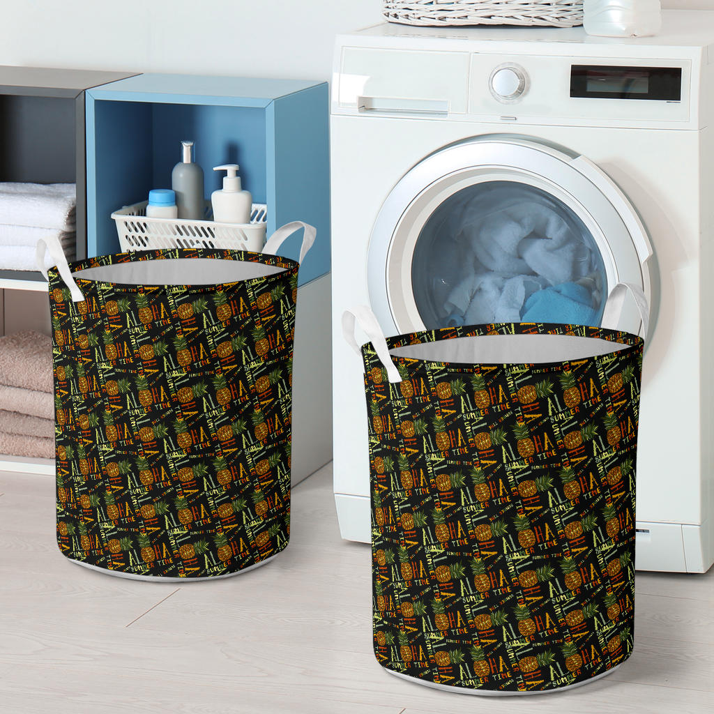 Aloha Hawaii Time Design Themed Print Laundry Basket