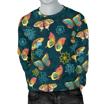 Butterfly Hand Draw Print Pattern Men Long Sleeve Sweatshirt