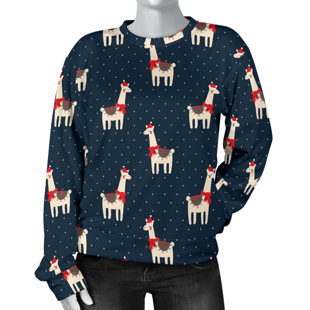 Llama with Polka Dot Themed Print Women Long Sleeve Sweatshirt