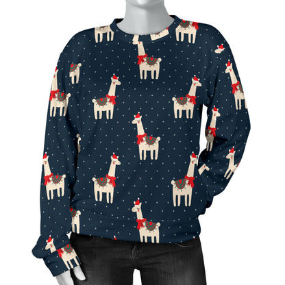 Llama with Polka Dot Themed Print Women Long Sleeve Sweatshirt