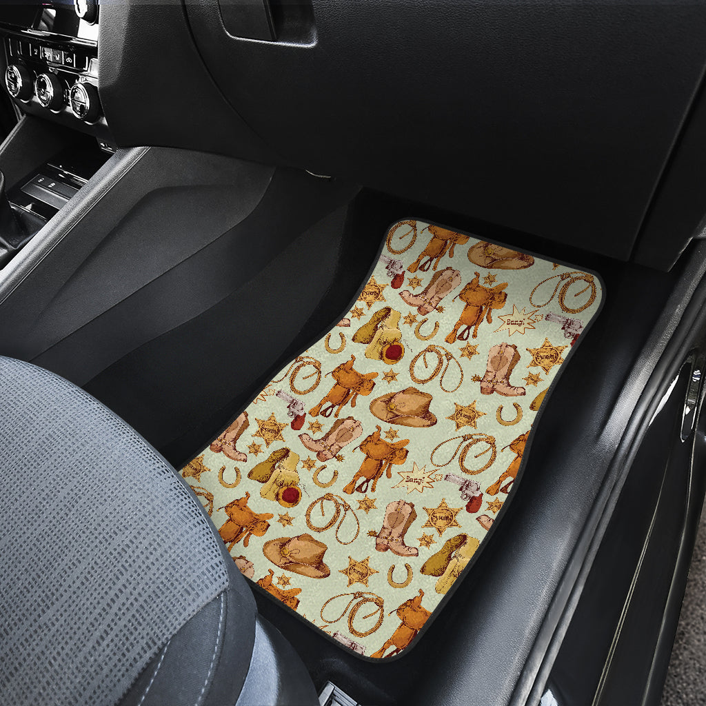 Western Cowboy Design Pattern Car Floor Mats Front Back