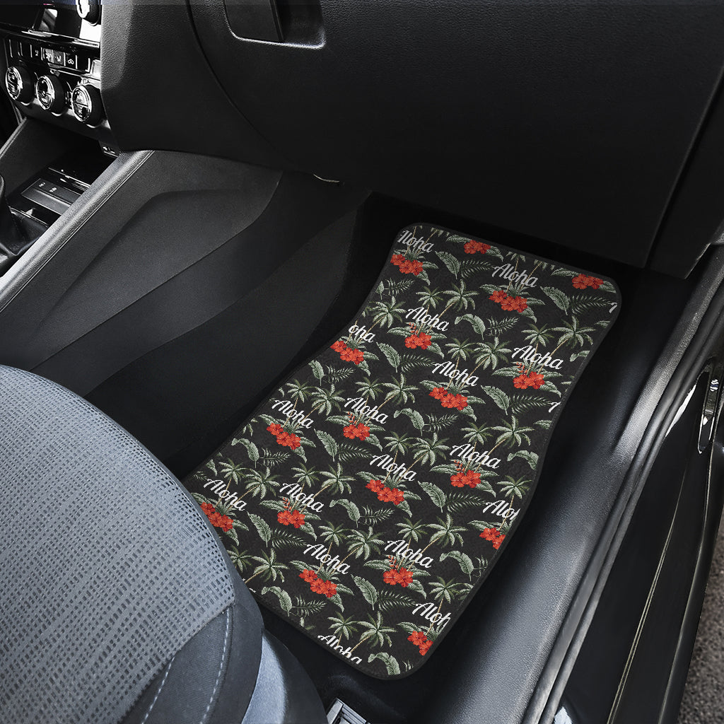 Aloha Palm Tree Design Themed Print Car Floor Mats Front Back