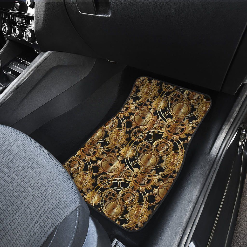 Steampunk Gear Design Themed Print Car Floor Mats Front Back