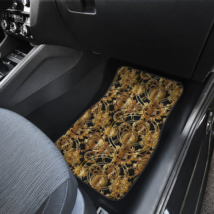 Steampunk Gear Design Themed Print Car Floor Mats Front Back