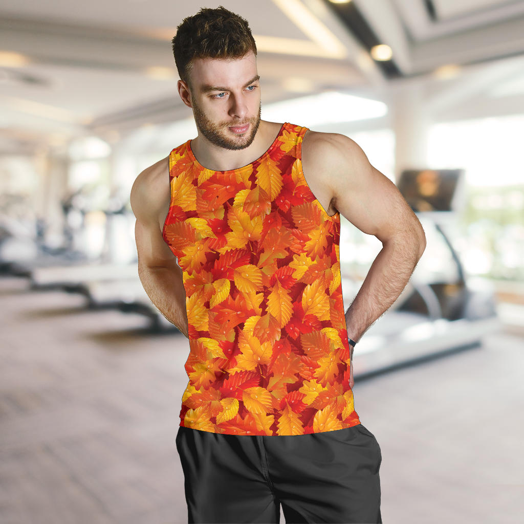 Elm Leave Autum Print Pattern Men Tank Top