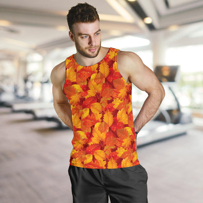 Elm Leave Autum Print Pattern Men Tank Top
