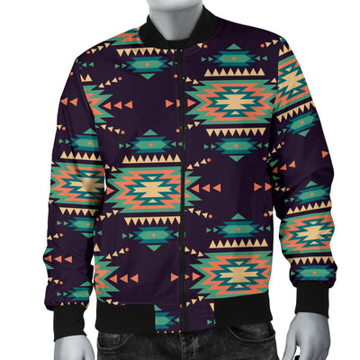 Navajo Geometric Style Print Pattern Men Bomber Jacket