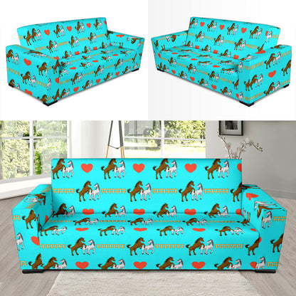 Horse Couple Love Print Design LKS309 Sofa Slipcover