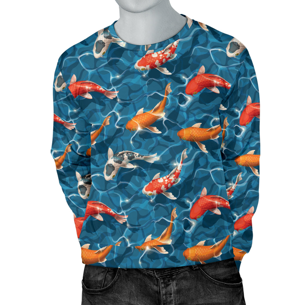 Koi Carp Water Design Themed Print Men Long Sleeve Sweatshirt