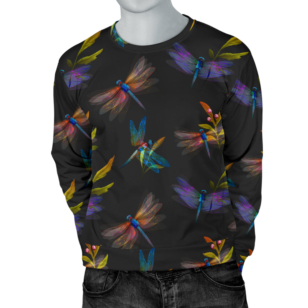 Dragonfly Colorful Realistic Print Men Long Sleeve Sweatshirt
