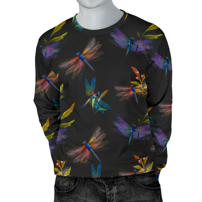 Dragonfly Colorful Realistic Print Men Long Sleeve Sweatshirt