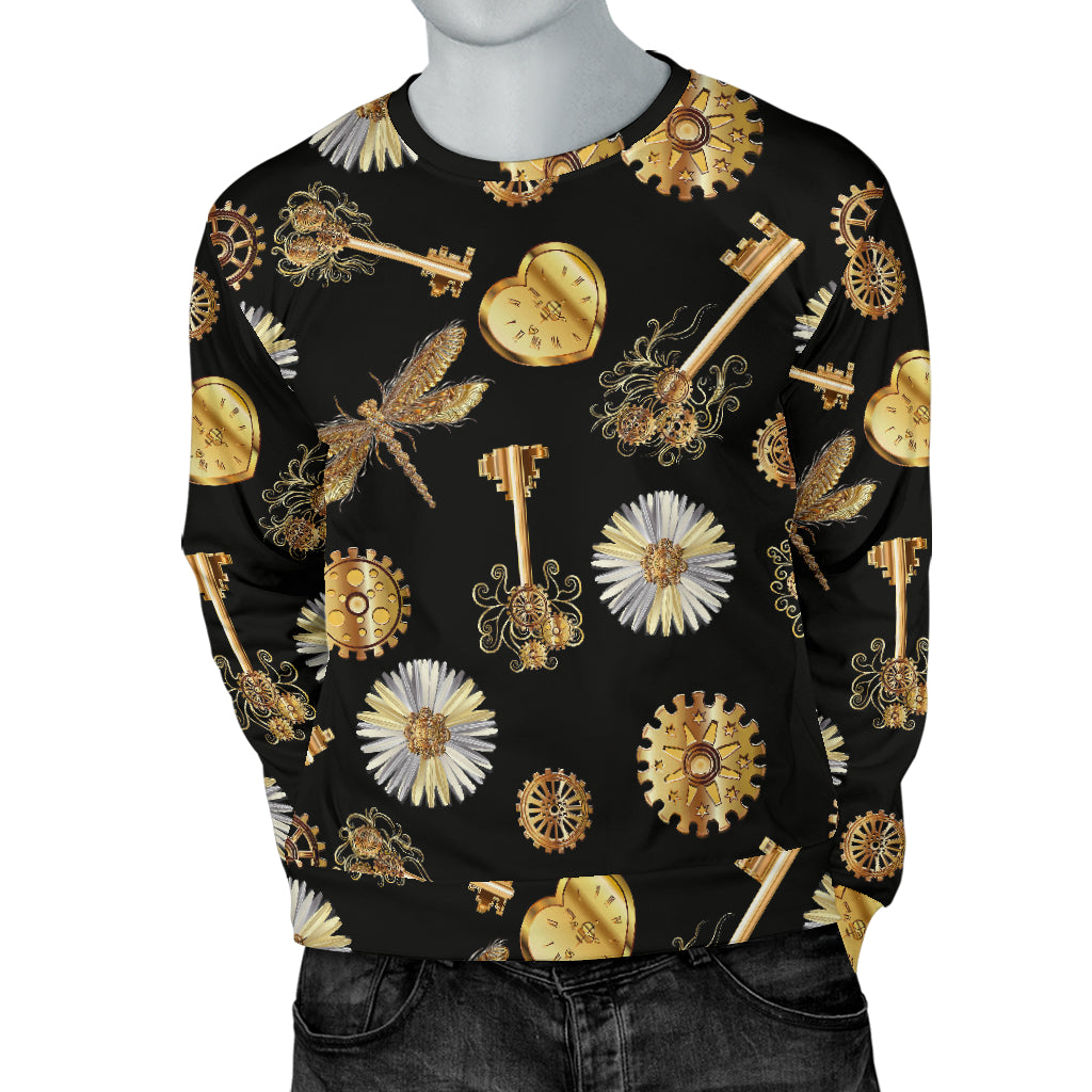 Steampunk Dragonfly Design Themed Print Men Long Sleeve Sweatshirt