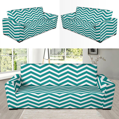 Chevron Teal Pattern Print Design 02 Sofa Slipcover