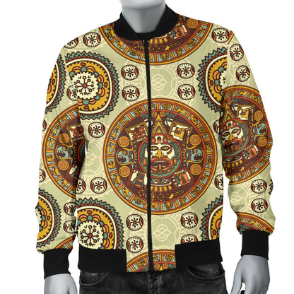 Calendar Aztec Themed Print Pattern Men Bomber Jacket