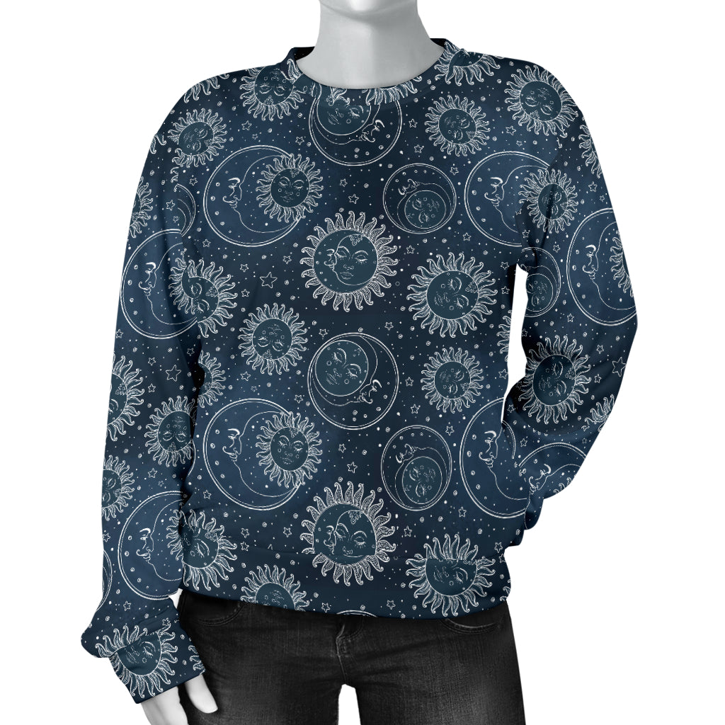 Sun Moon Tattoo Design Themed Print Women Long Sleeve Sweatshirt