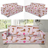 Dachshund Pattern Print Design 10 Sofa Slipcover