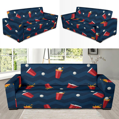 Beer Pong Pattern Print Design 01 Sofa Slipcover