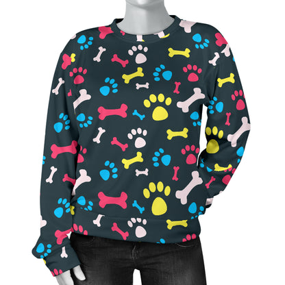 Paw Design Print Women Long Sleeve Sweatshirt