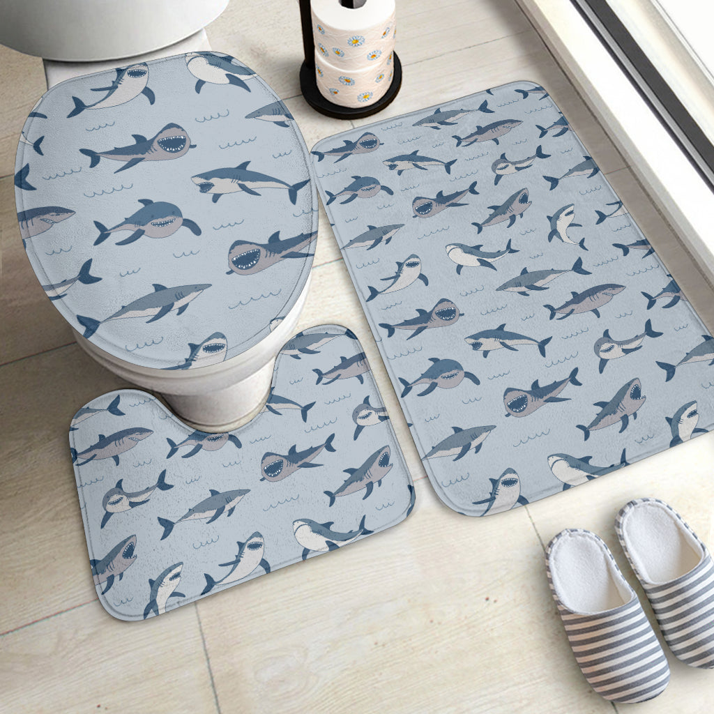 Shark Print Design LKS304 Bathroom Mat Set