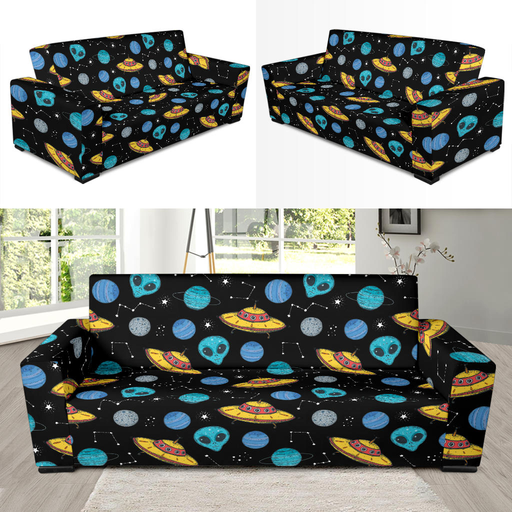 UFO Alien Print Design LKS306 Sofa Slipcover
