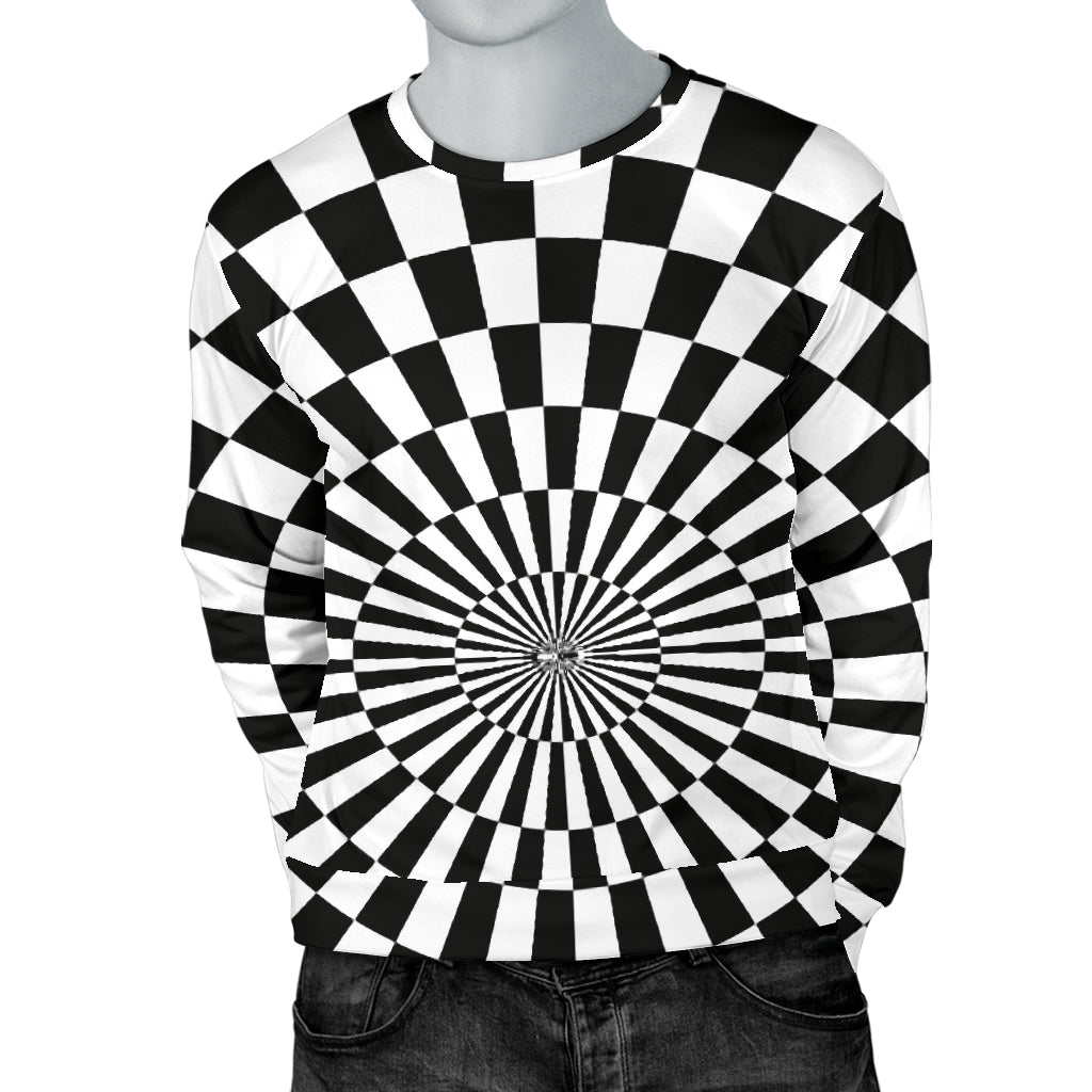 Checkered Flag Optical illusion Men Long Sleeve Sweatshirt