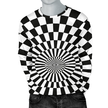 Checkered Flag Optical illusion Men Long Sleeve Sweatshirt