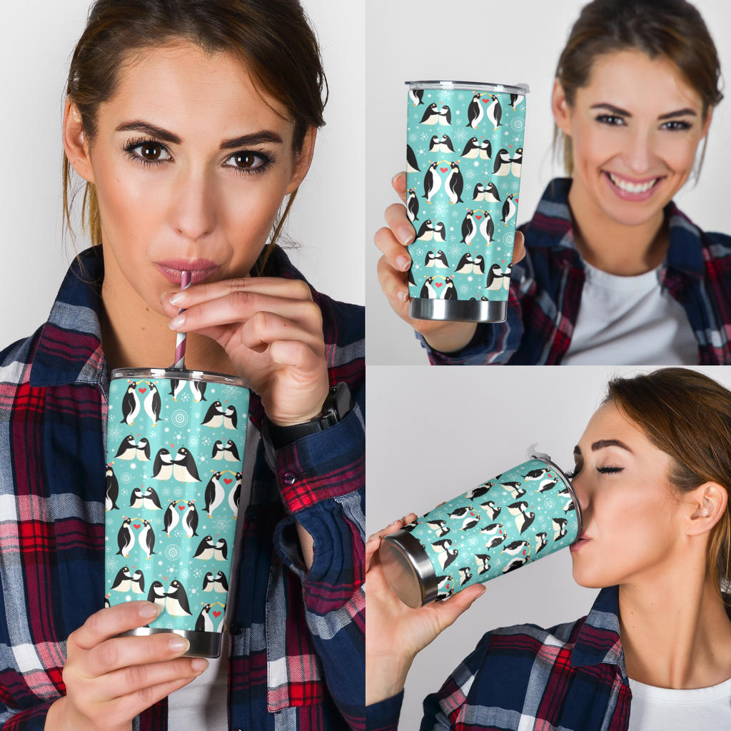 Penguin Love Print Tumbler