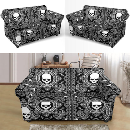 Bandana Skull Print Design LKS303 Loveseat Couch Slipcover