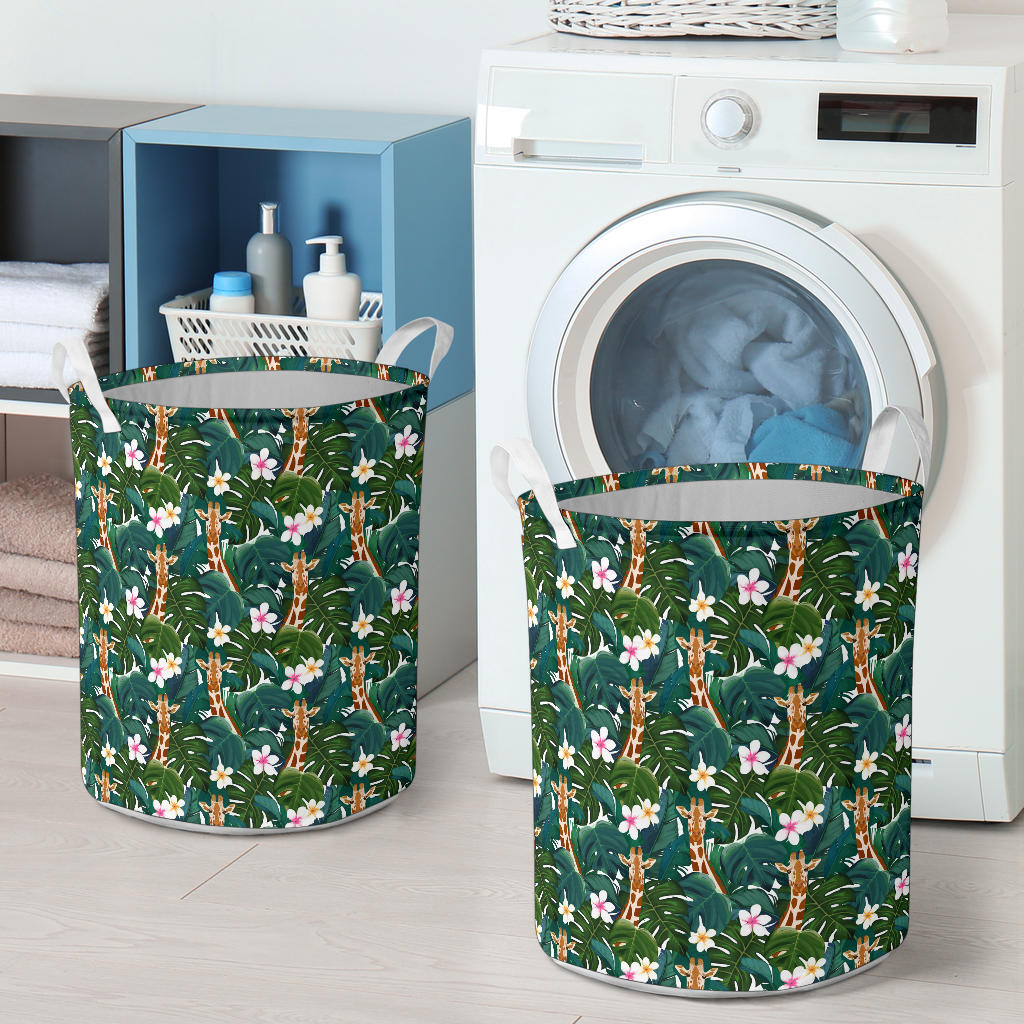Giraffe Jungle Design Print Laundry Basket