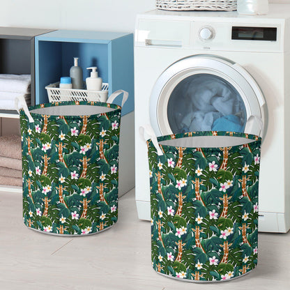 Giraffe Jungle Design Print Laundry Basket