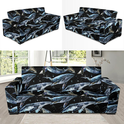 Humpback Whale Pattern Print Design 01 Sofa Slipcover