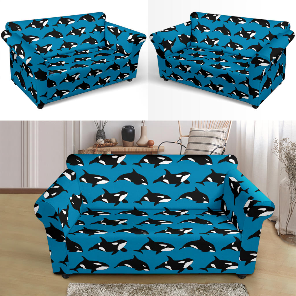 Whale Print Design LKS304 Loveseat Couch Slipcover