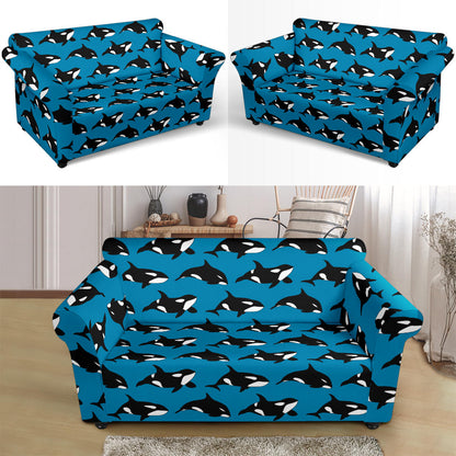 Whale Print Design LKS304 Loveseat Couch Slipcover