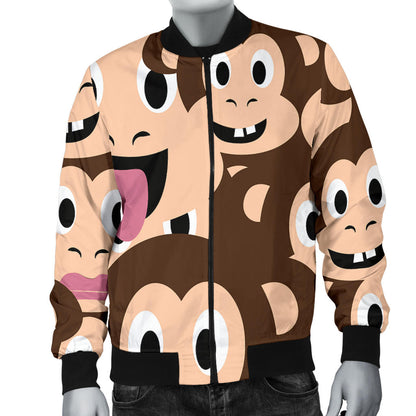 Emoji Monkey Print Pattern Men Bomber Jacket