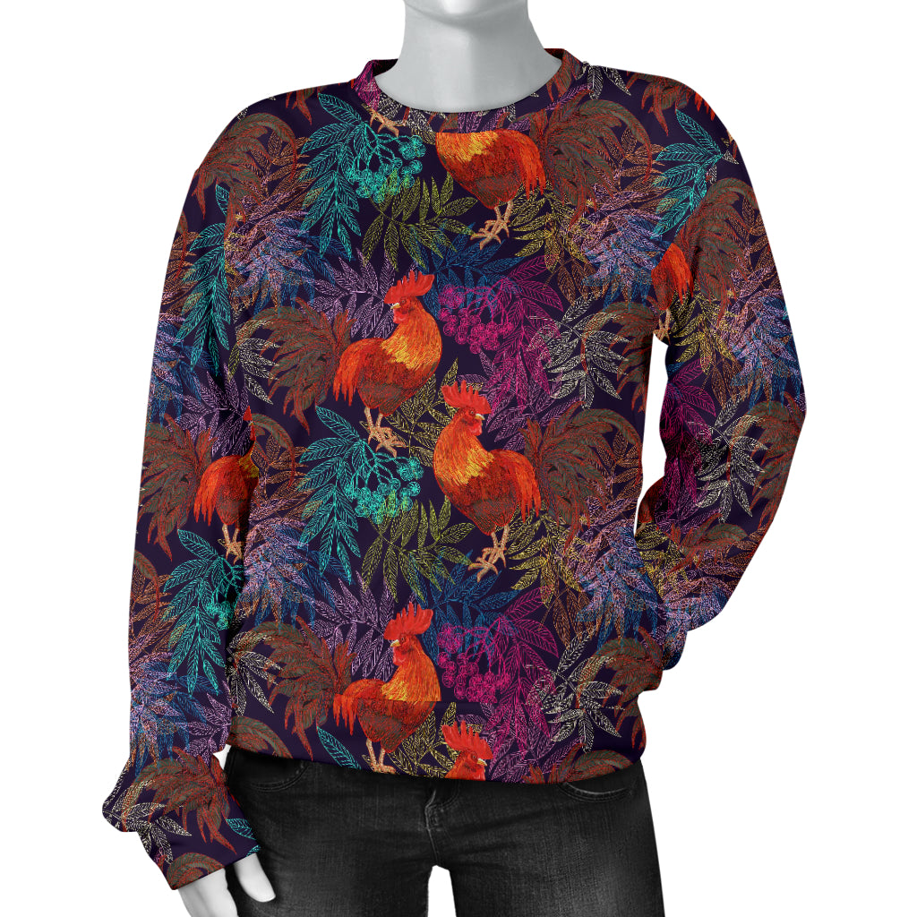 Rooster Print Style Women Long Sleeve Sweatshirt