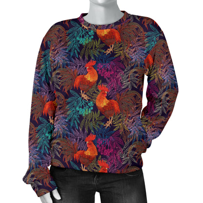 Rooster Print Style Women Long Sleeve Sweatshirt