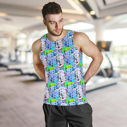 Elephant Art color Print Pattern Men Tank Top