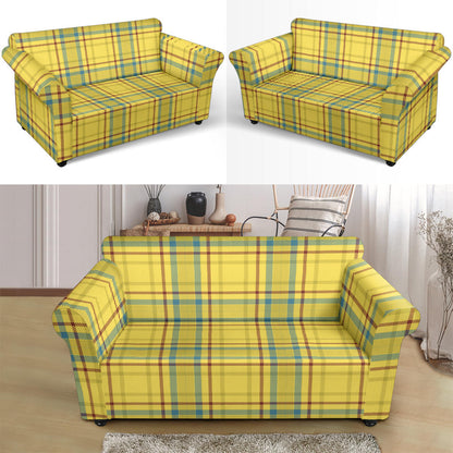 Tartan Yellow Print Design LKS301 Loveseat Couch Slipcover