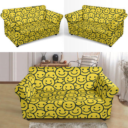 Smiley Face Emoji Print Design LKS302 Loveseat Couch Slipcover