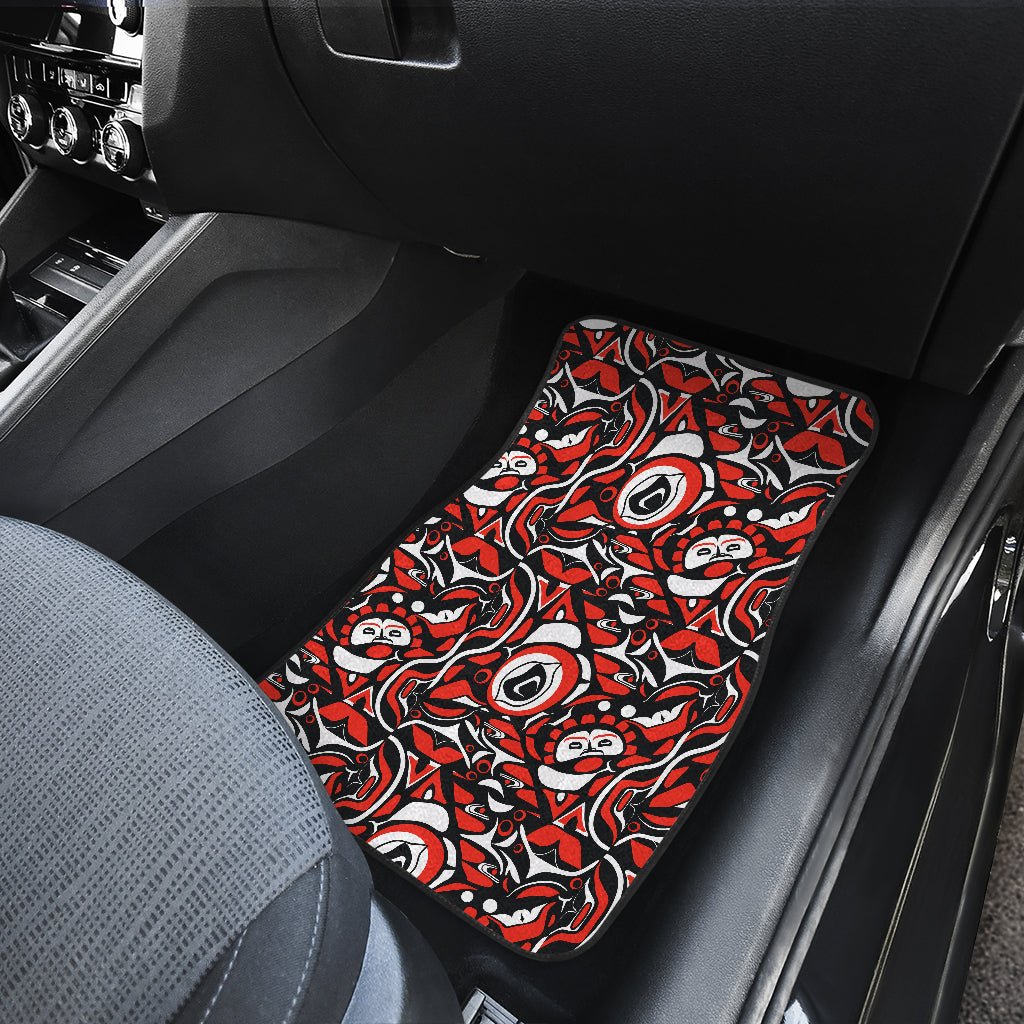 Native North American Themed Print Car Floor Mats Front Back