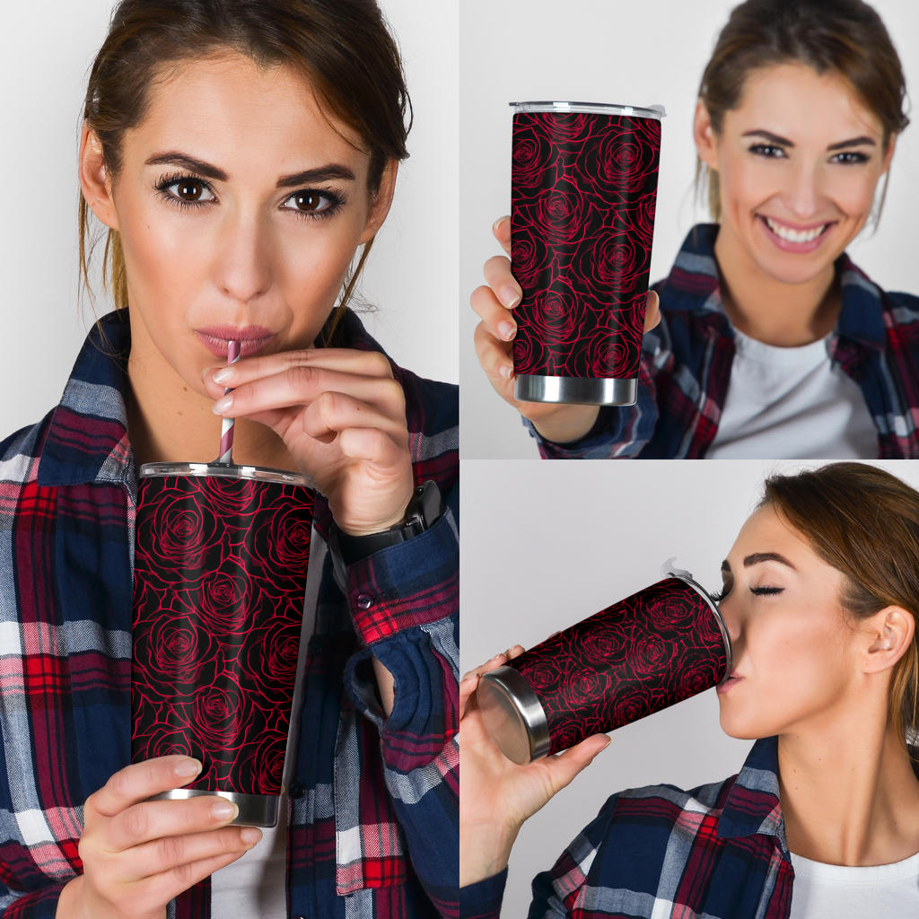Red Rose Design Print Tumbler