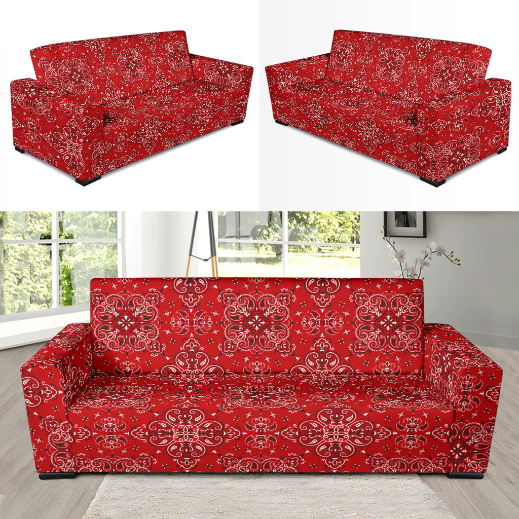 Bandana Red Pattern Print Design LKS3010 Sofa Slipcover